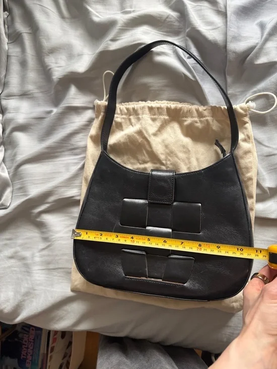 Hereu Bauza Black Leather Structured Shoulder Bag with Woven Front Detail - Picture 3 of 16